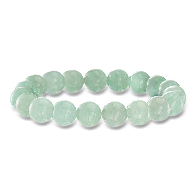 Light green jade bead stretch bracelet with round 10mm beads