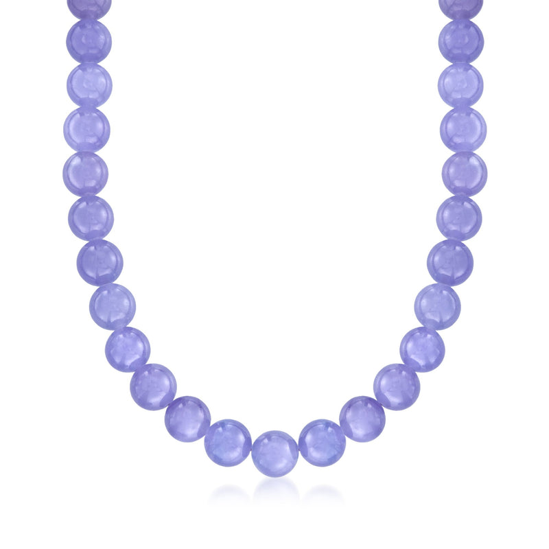 Lavender jade bead necklace with smooth round lavender beads