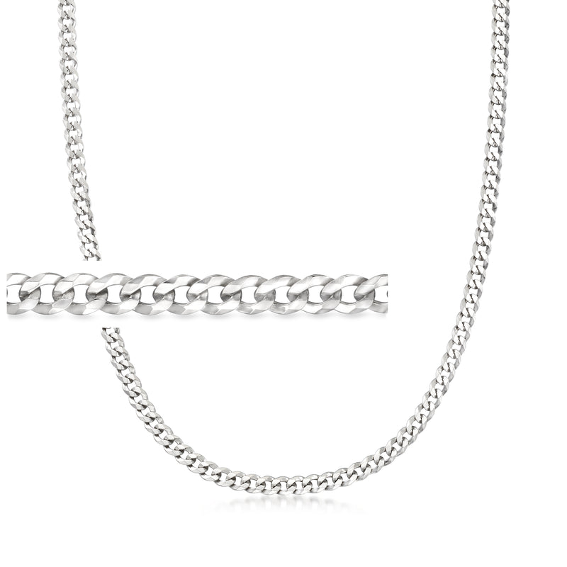 Sterling silver curb-link chain necklace with flat interlocking links
