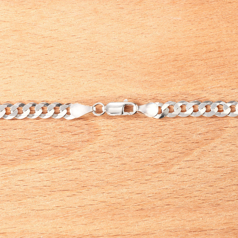 Sterling silver curb-link necklace clasp with small ring and connector