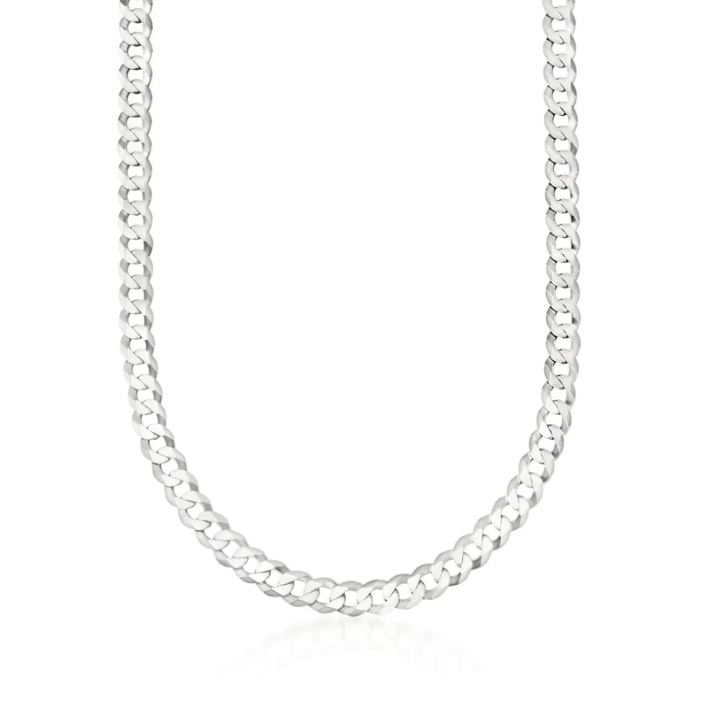 Men's 8mm sterling silver curb link necklace with interlocking chain links