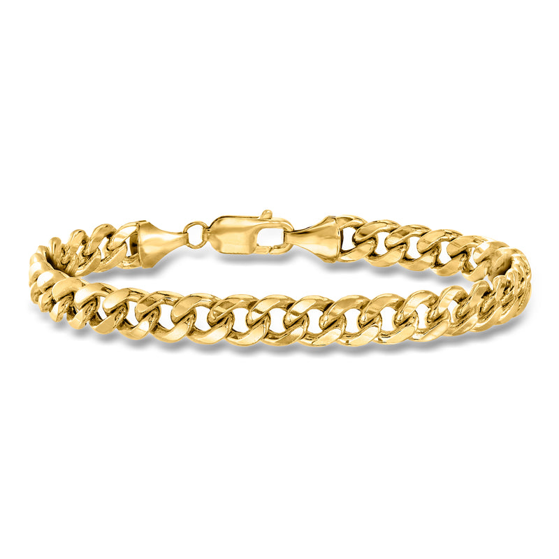 Yellow gold curb-link bracelet with box clasp and polished links