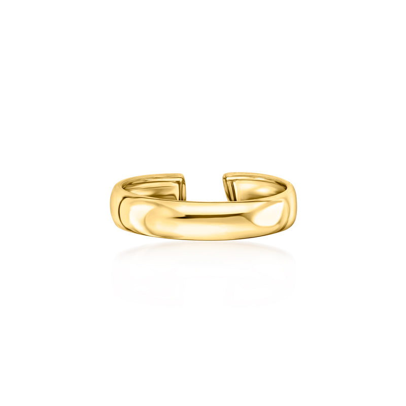 14kt yellow gold single ear cuff, polished band with open hinge
