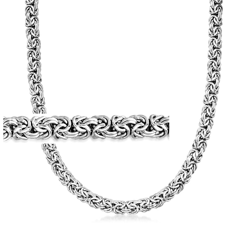Sterling silver Byzantine chain necklace with repeating oval links