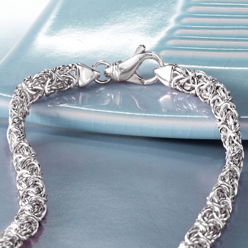 Sterling silver Byzantine chain necklace clasp with interlocking oval links
