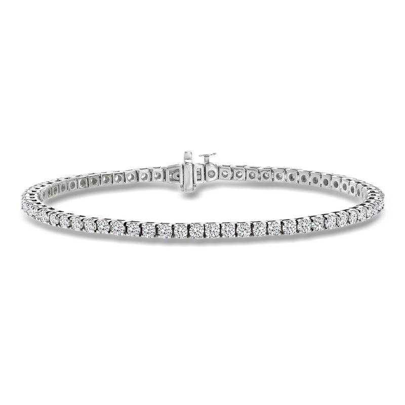 14kt white gold tennis bracelet with diamond rows and box clasp