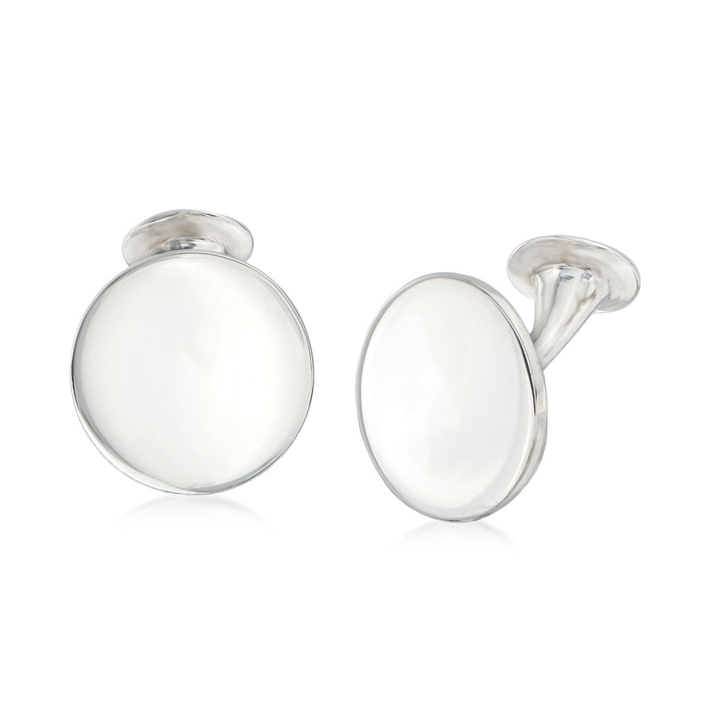 Italian sterling silver cuff links with smooth round polished faces