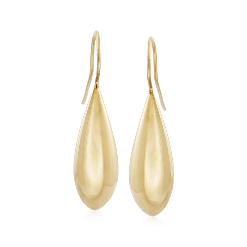 Gold over sterling puffed teardrop drop earrings with earwire backs