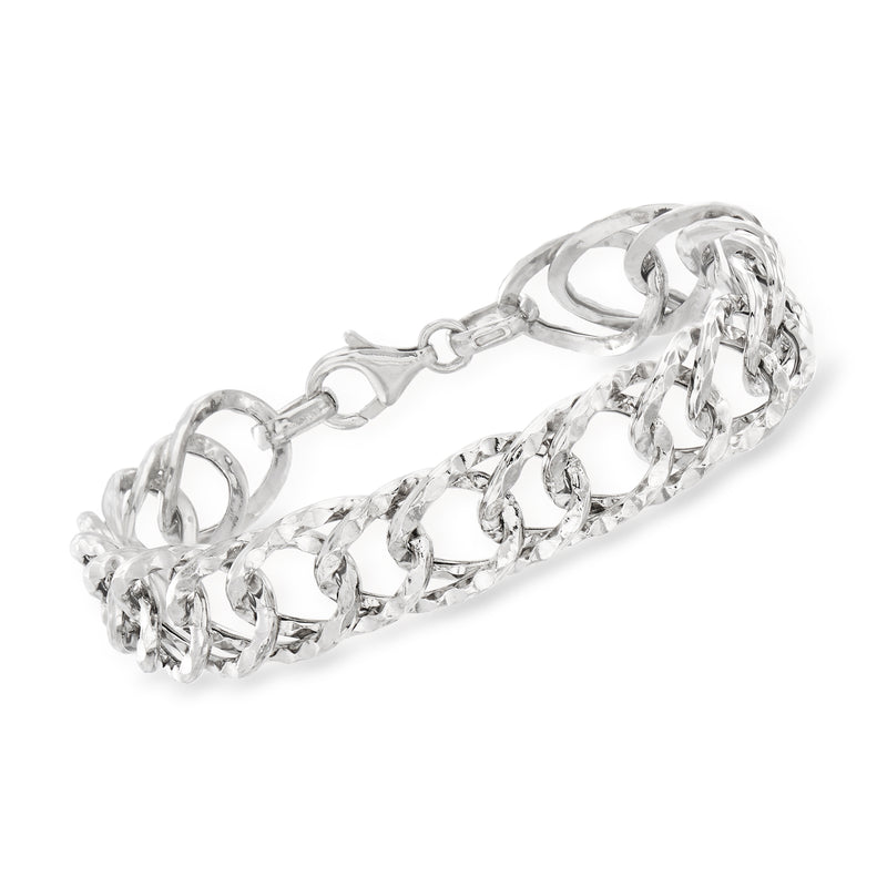 Sterling silver oval-link bracelet with secure clasp, polished chain links