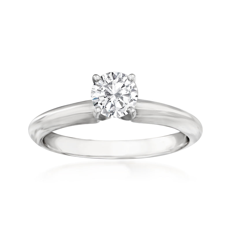 14kt white gold diamond engagement ring with round center stone