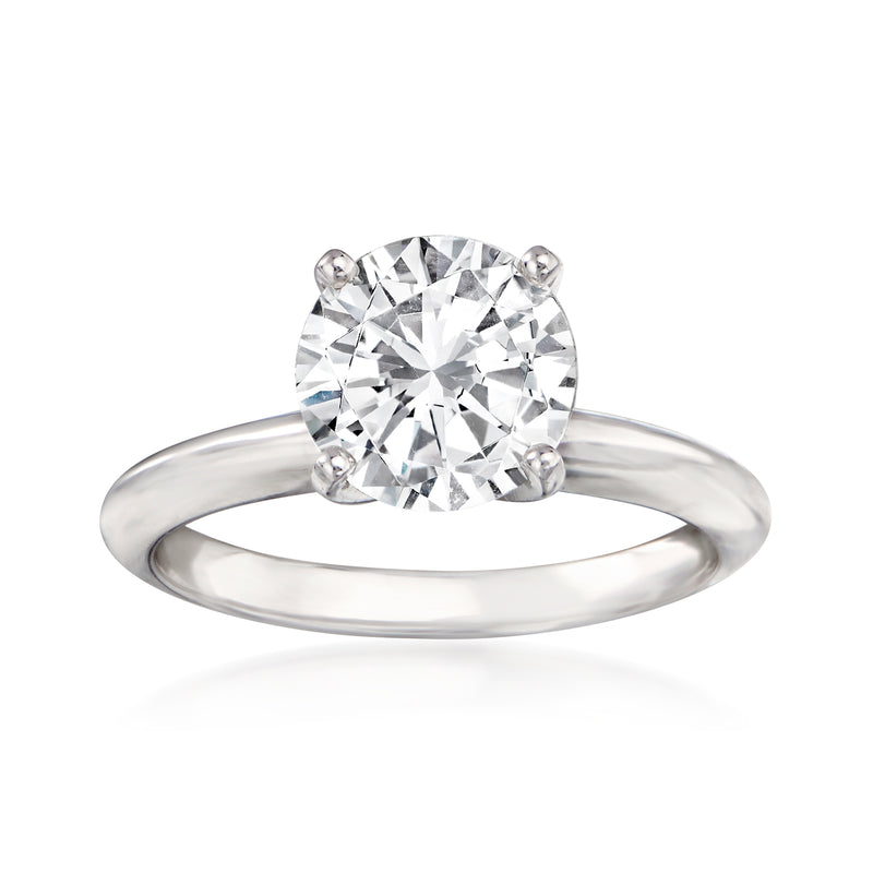 14kt white gold diamond engagement ring with round center stone