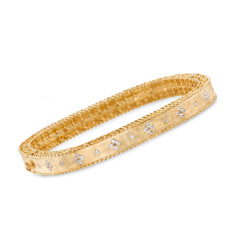 Roberto Coin Princess diamond square bangle bracelet in 18kt yellow gold