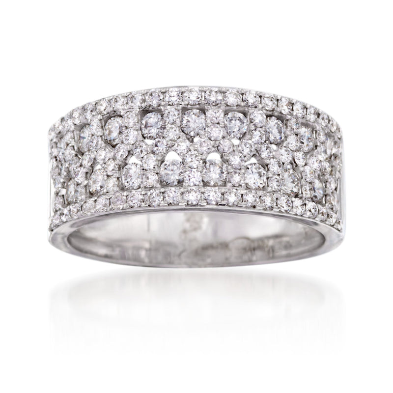 14kt white gold diamond ring with wide pavé-set band