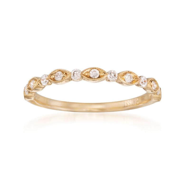 Henri Daussi diamond wedding ring in 18kt yellow gold, round and oval diamonds across band