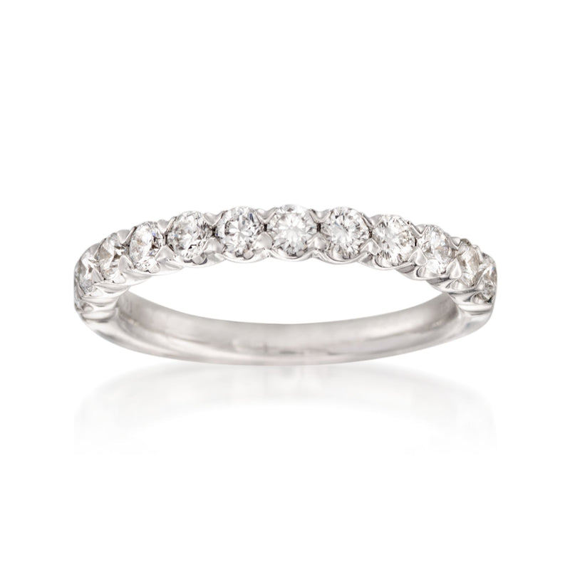 Henri Daussi 14kt white gold diamond wedding ring with round stones band