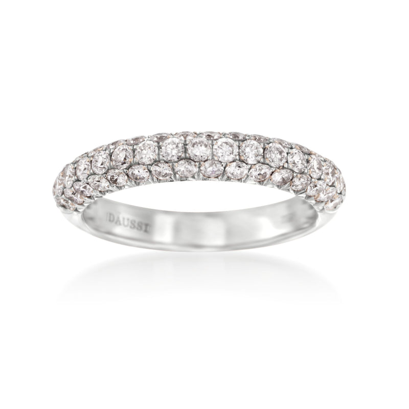 Henri Daussi diamond band in 14kt white gold with small round stones, channel set