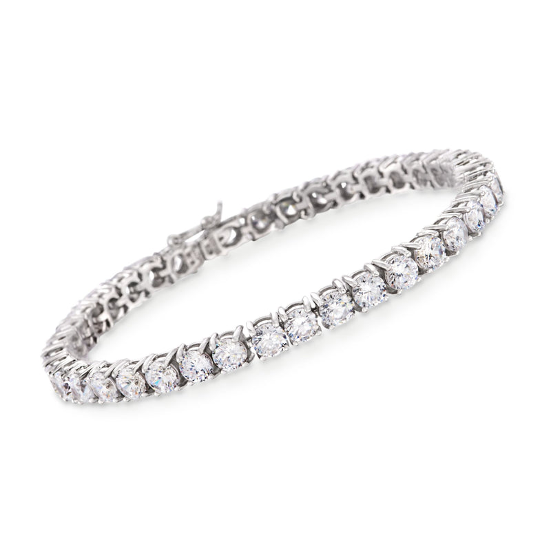Sterling silver tennis bracelet with round CZ stones in a line