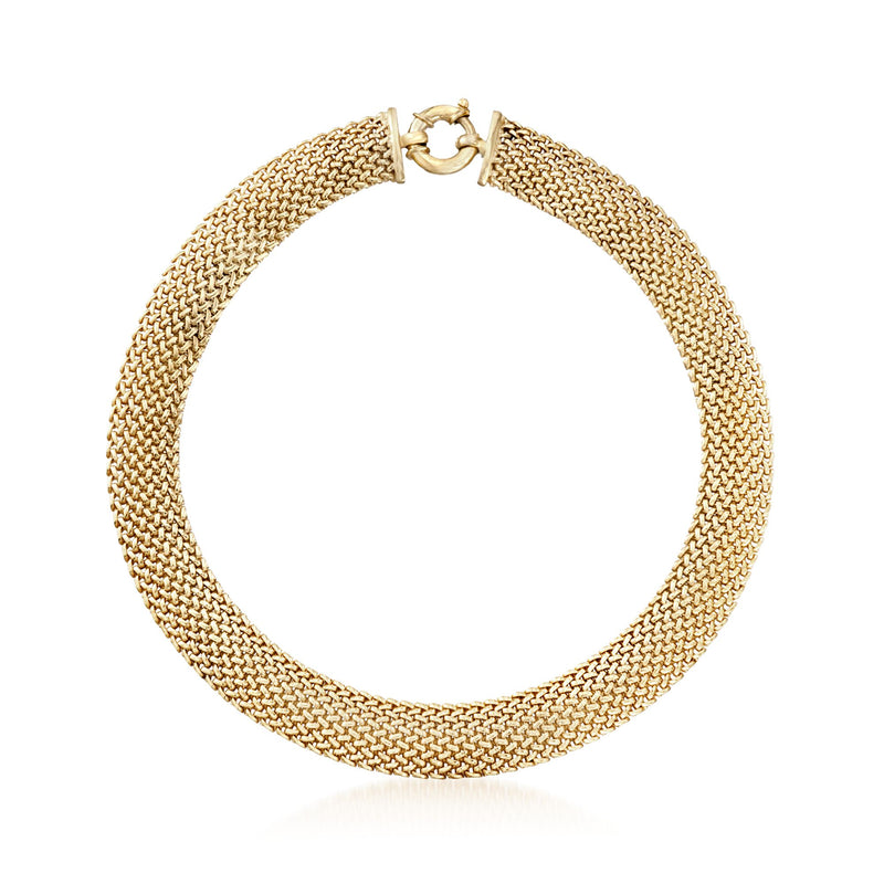 18kt yellow gold over sterling silver mesh necklace with clasp
