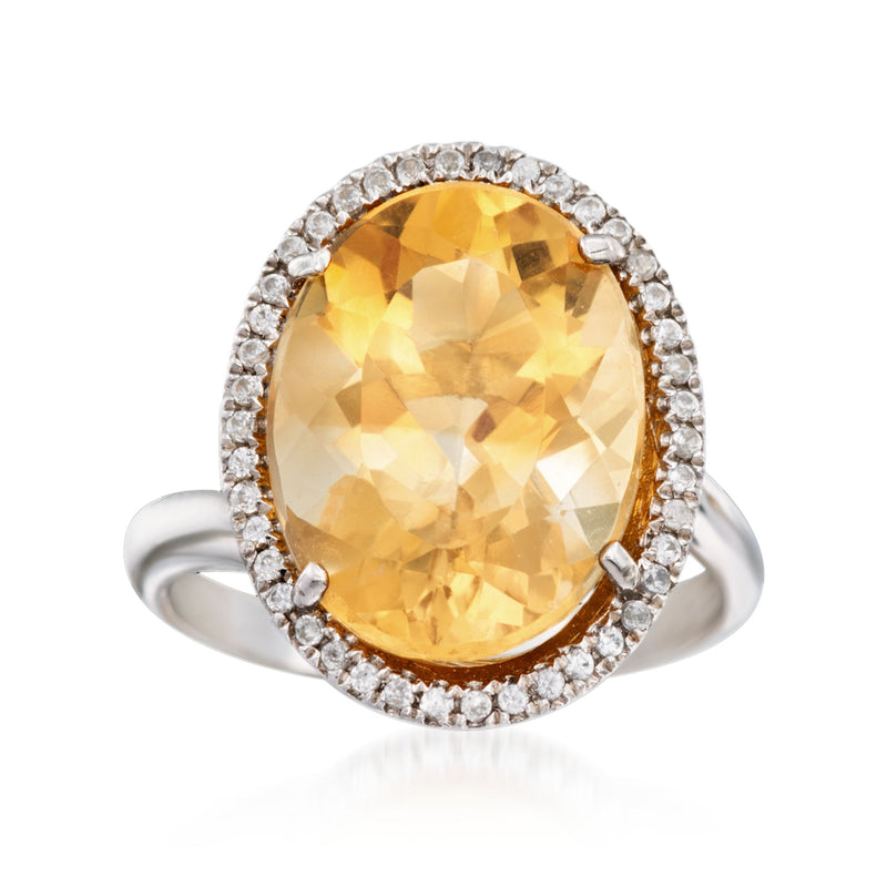 Citrine and white topaz ring in sterling silver