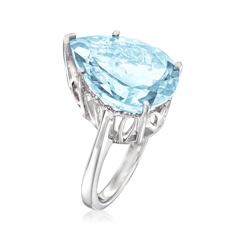 Sterling silver ring featuring a sky-blue oval topaz in prong basket and slim band