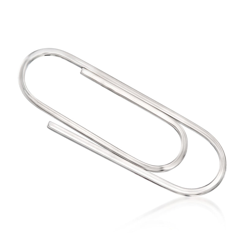 Sterling silver paperclip-style money clip with curved U shape