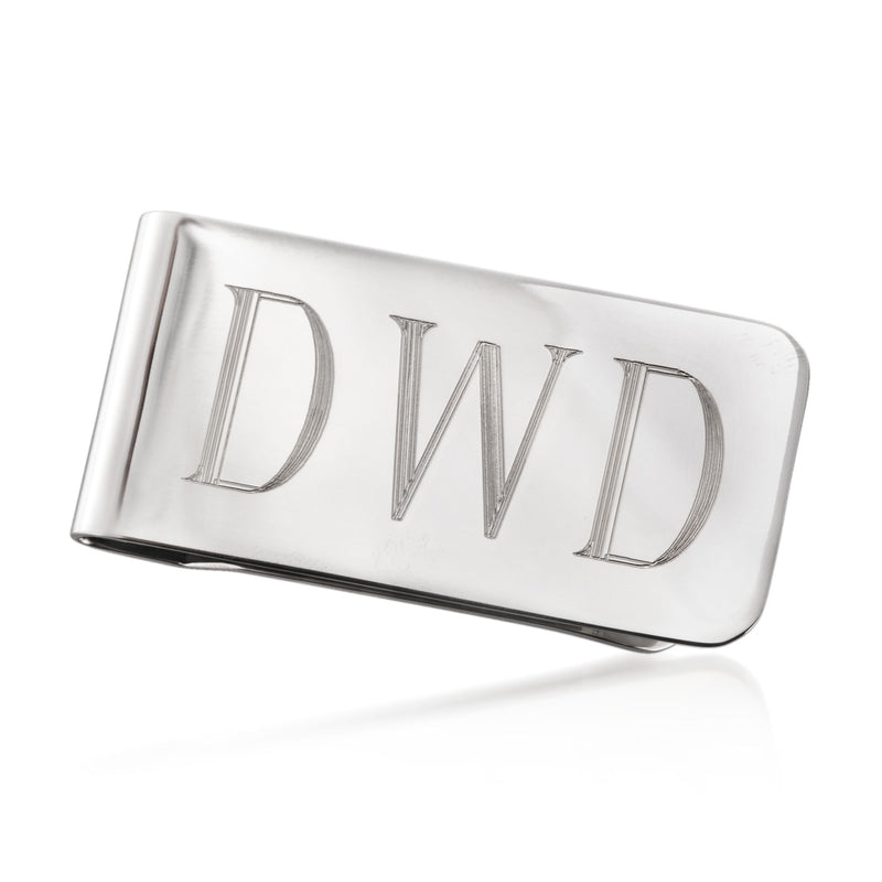 Sterling silver money clip with engraved initials DWD