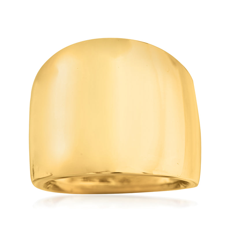 Wide 14kt yellow gold domed ring with smooth band