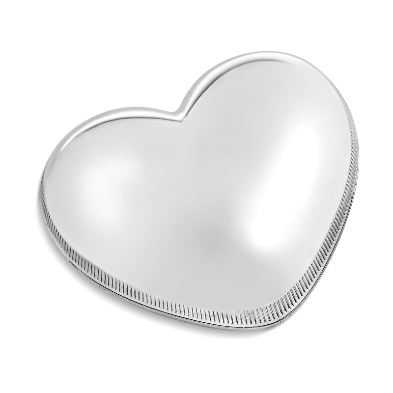 Heart-shaped baby music box in silver-tone metal