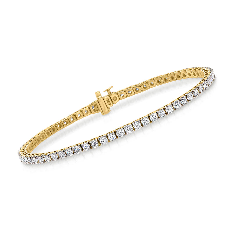 Diamond tennis bracelet in 14kt yellow gold with round brilliant stones