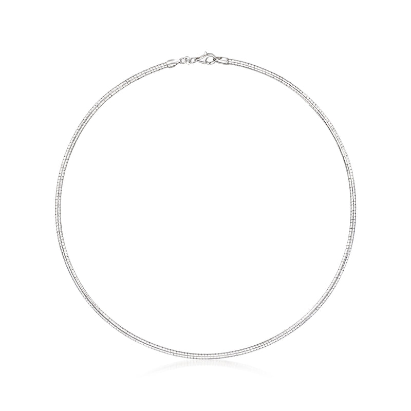 Sterling silver round chain necklace with small clasp at top, no pendant visible