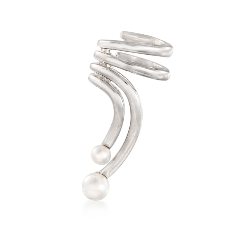Sterling silver cuff earring with 2.5–3.5mm cultured pearl and post closure