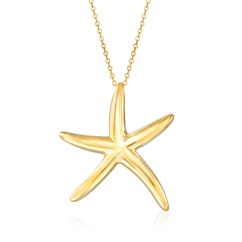 14kt yellow gold starfish pendant necklace with gold chain
