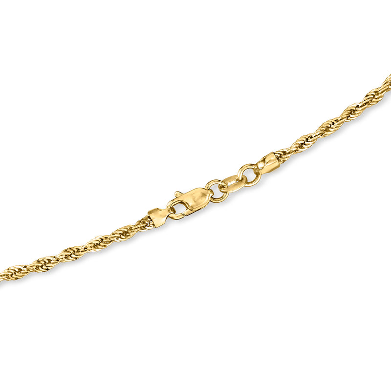 14kt yellow gold rope-chain necklace clasp and connector links, polished finish