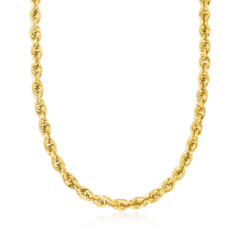 14kt yellow gold rope-chain necklace with continuous twisted oval links