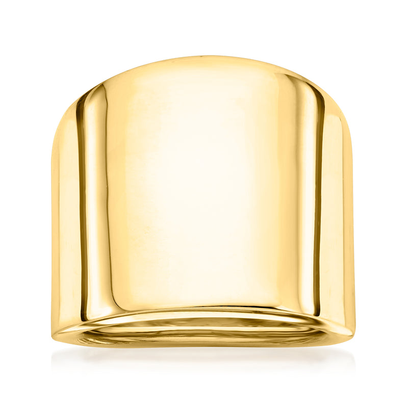 Wide polished 14kt yellow gold ring with smooth domed top
