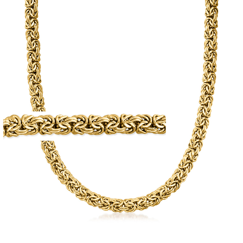 18kt gold-over sterling Byzantine chain necklace, gold-tone link design