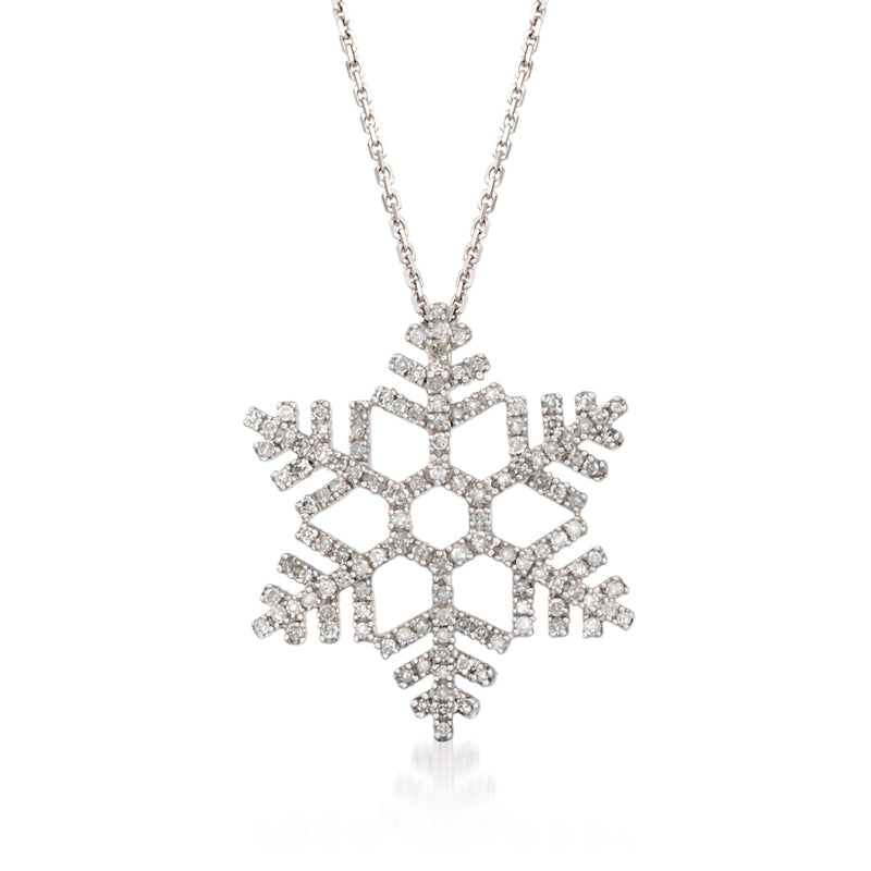 Sterling silver snowflake pendant necklace with sparkling clear stones, chain included