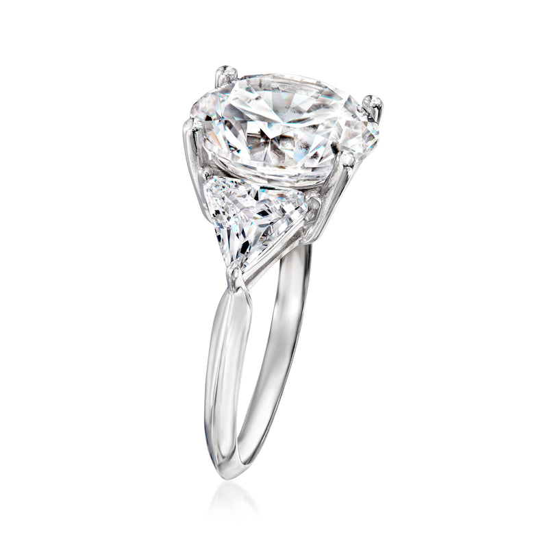 Sterling silver CZ engagement-style ring with large oval center stone, prong set