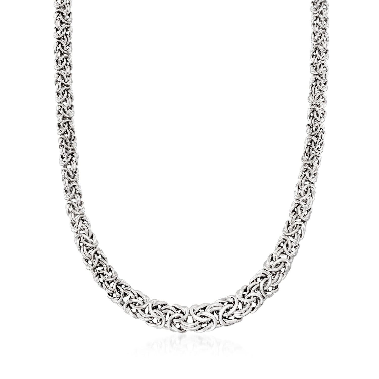 Italian Sterling Silver Graduated Byzantine Necklace