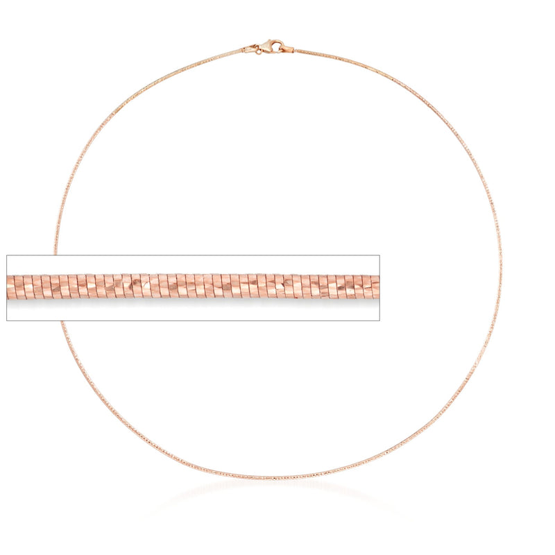 Rose gold over sterling silver diamond-cut omega necklace chain links