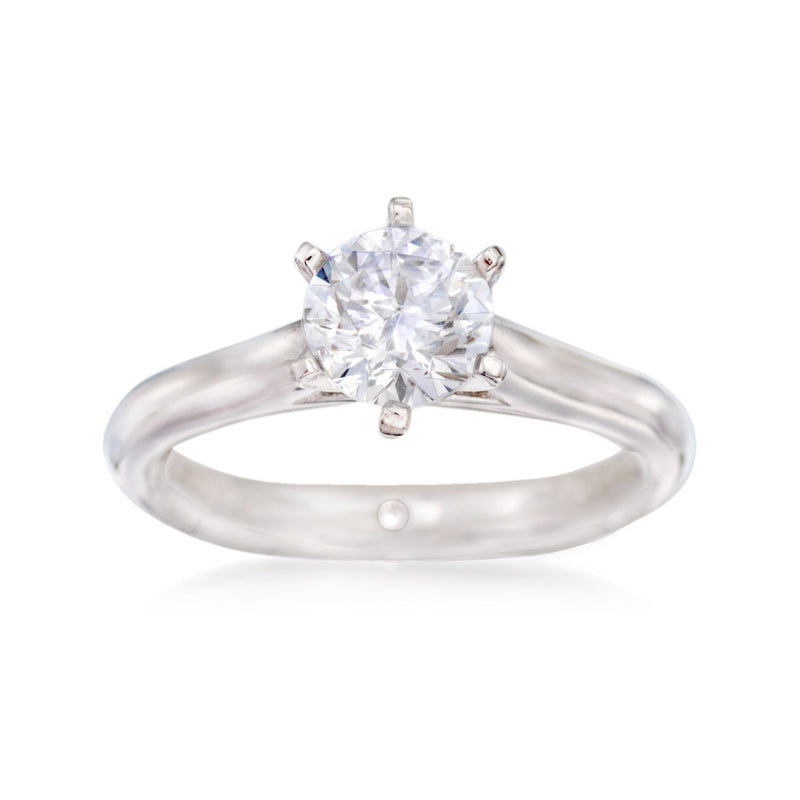 Gabriel Designs 14kt white gold six-prong engagement ring setting with round center diamond