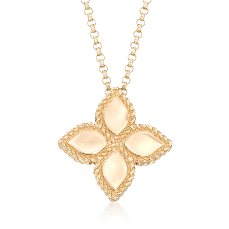 Roberto Coin 18kt yellow gold flower necklace with four mother-of-pearl petals