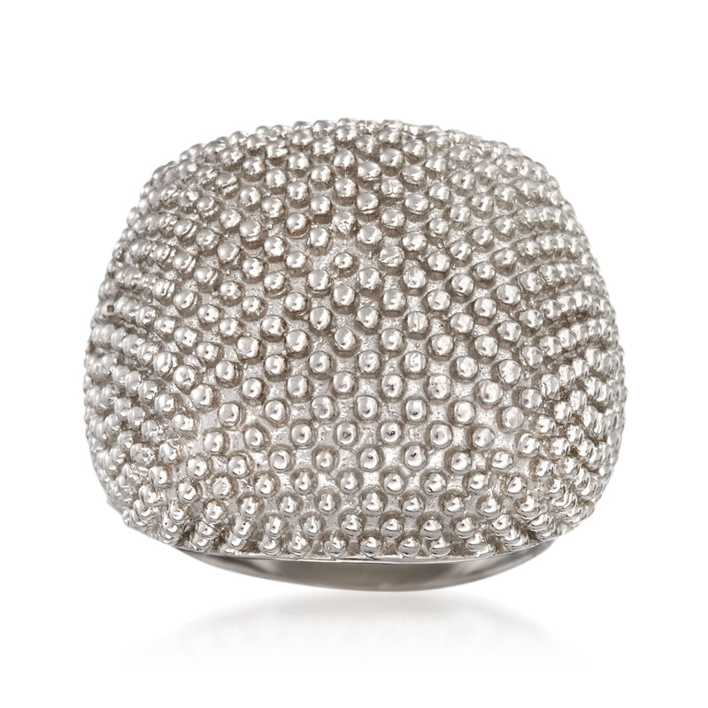 Sterling silver beaded dome ring, all-over raised bead texture