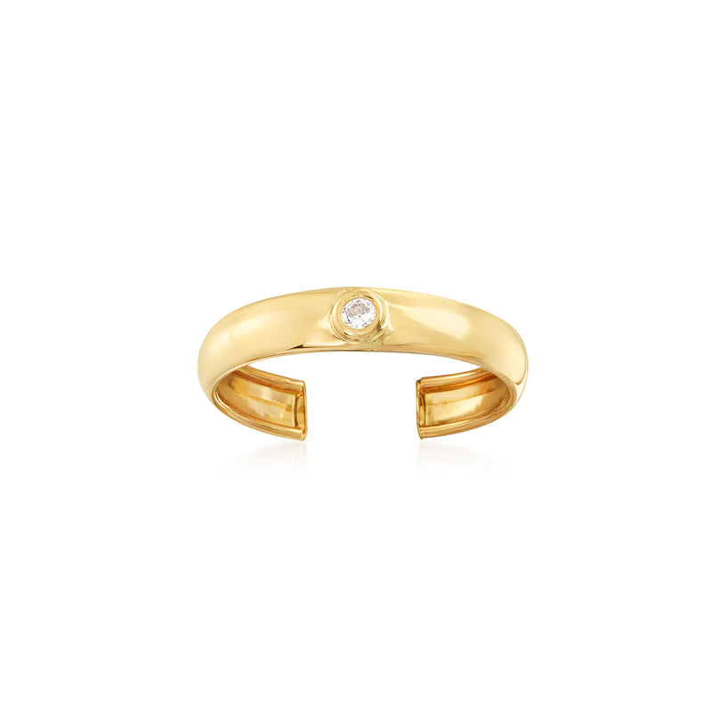 14kt yellow gold toe ring with round CZ accent