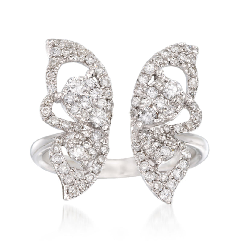 Diamond butterfly open space ring in white gold