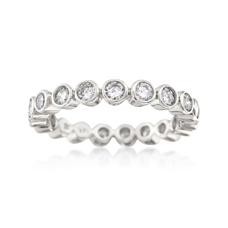14kt white gold eternity band with bezel-set round diamonds, 1.00 ct t.w.