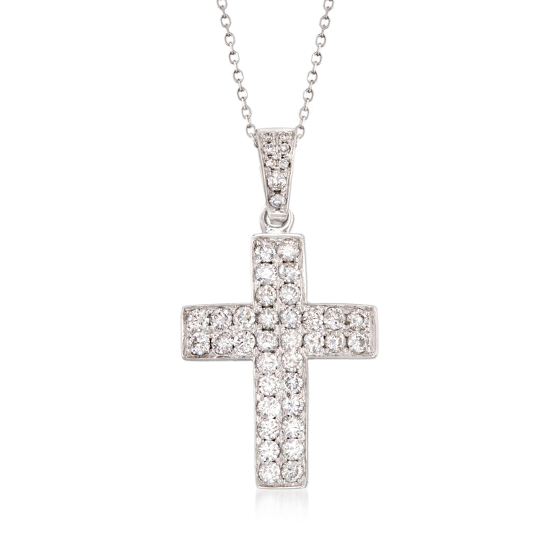 Diamond cross pendant necklace in white gold