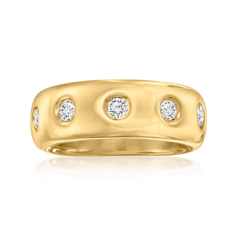 14kt yellow gold over resin ring with three round clear CZ stones