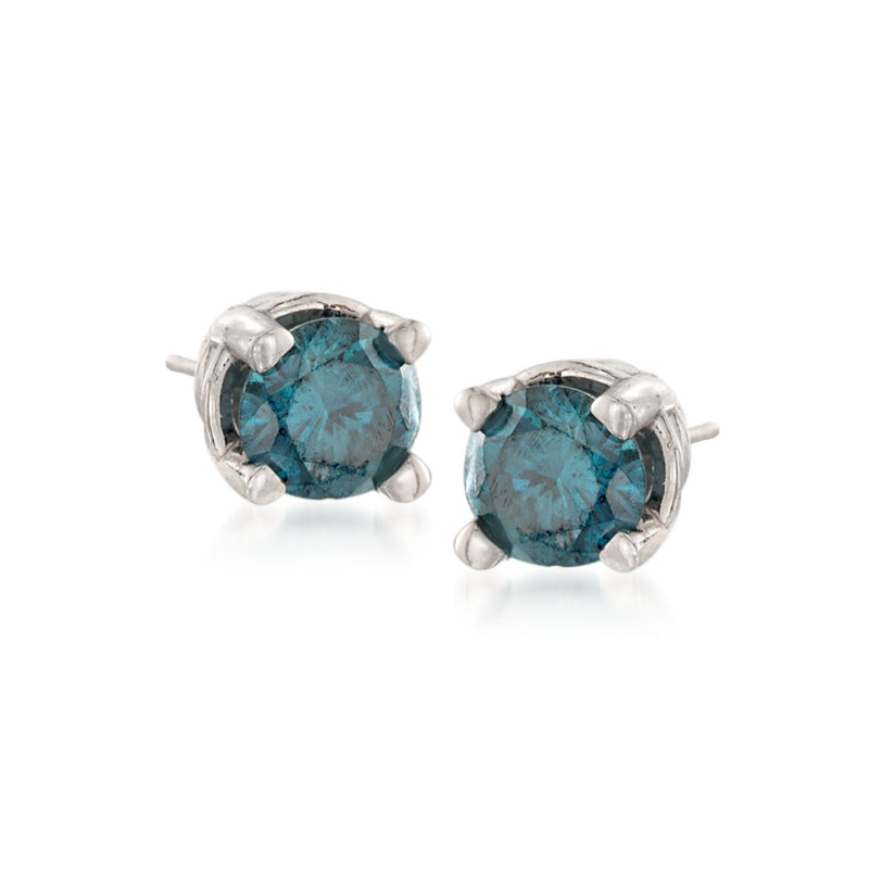 Blue gemstone stud earrings in 14kt white gold with oval settings