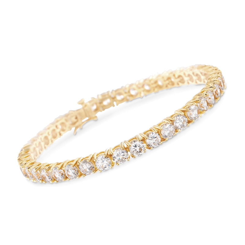 14kt gold over sterling tennis bracelet with line of clear CZ stones